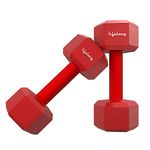 Lifelong PVC Hex Dumbbells Pack of 2 (5kg*2) Red Color for Home Gym Equipment Fitness Barbell|Gym Exercise|Home Workout| For Men & Women (6 Months Warranty)