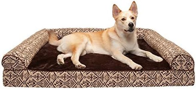 Furhaven Pet Dog Bed - Memory Foam Plush Kilim Southwest Home Decor Traditional Sofa-Style Living Room Couch Pet Bed with Removable Cover for Dogs and Cats, Desert Brown, Jumbo Plus