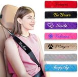 Personalized Seat Belt Pads, Embroidered Seatbelt Covers, Car Seat Belt Pads for Adults Seat Belt Cushion for Kids Universal Fit for All Cars and Backpack Neck Cushion Protector 25.5cm/10 Inch 1 Pack