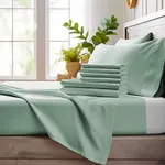 Bamboo Bay 6 Piece Queen Sheet Set - 100% Viscose Made from Bamboo Sheets Queen Size Bed Set - Ultra Soft Cooling Sheets for Hot Sleepers - Breathable Queen Sheets Fits Up to 16'' Deep Pocket - Sage