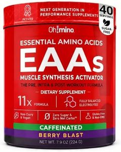 Oh!mino Essential Amino Acids Supplement. Berry Blast, Caffeinated Powder. All 9 EAAs, BCAAs and The Perfect Amino for Workouts, Amino Energy, and to Build Muscle, and Recover Faster.