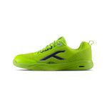 Hundred Court Flyer Non-Marking Badminton Shoes | All Indoor Sports | Lightweight, Breathable & Durable | X-Cushion | Active Grip Sole (Lime/Dark Grey ; UK 8)