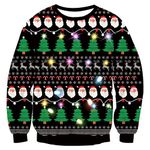 Cozople Men Women Led Ugly Christmas Sweater Light String Tree Pattern Novelty Vintage Crewneck Knitted Pullover Xmas Sweater