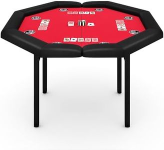 Garvee 48" Folding Poker Table, Folding Game Table Padded Rails ＆ Stainless Steel Cup Holders ＆ Collapsible Metal Legs, 8 Players Octagon Casino Table for Texas Holdem Games (Red)