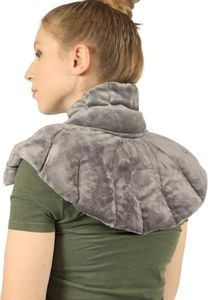 Mars Wellness Heated microwavable Neck and Shoulder Wrap - Herbal Hot/Cold Deep Penetrating Weighted Herbal Aromatherapy Shoulder and Neck Therapy Wrap - Made in The USA (Charcoal) - 3 Pack