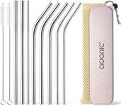 Stainless Steel Straws, Adoric Set of 8 Reusable Straws- 6mm x 215mm Drinking Straws Metal Straws with Case (6mm Diameter - 1 Straight+2 Bent, 8mm Diameter - 2 Straight+3 Bent, 2 Brushes+1 Pouch+1 Case)