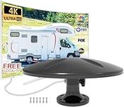 Outdoor TV Antenna 360° Omni-Directional Reception Long 100+ Miles Range Enhance VHF&UHF 4K Ready HDTV Antenna with Added Stability for Outdoor/Attic/RV Use- 32ft RG6 Coax Cable (Black)