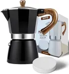 AGOGO Milano Moka pot, Stovetop Espresso maker, Greca Coffee Maker, Stovetop coffee maker and espresso maker percolator With Paper Filter 6 Cup Black
