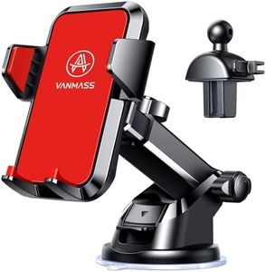 VANMASS 2024 BEST Car Phone Holder [Upgraded Solid & Durable] Cell Phone Car Mount for Dashboard Windshield Vent, Suction Phone Stand Automobile Cradles for iPhone 15 Pro Max 14 13 12 11 8 Android,Red