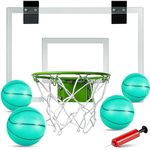 ropoda Mini Basketball Hoop - Glow in The Dark, Over The Door Basketball Hoop Indoor, Indoor Basketball Hoop Backboards for Teens and Adults, Mini-Basketball Hoop for Kids with 4 Balls and Pump