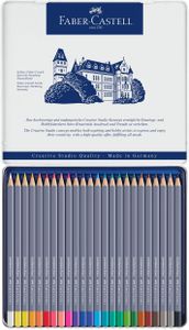 Faber-Castell Goldfaber Aqua Watercolour Pencils, 24-Color Tin Set