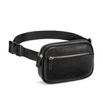 WESTBRONCO Fanny Packs for Women, Fashion Waist Packs with Adjustable Strap, PU Leather Belt Bag with Multi-Pockets, Small Crossbody Purse, Black, Small