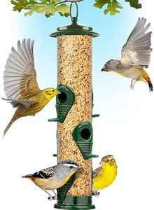 Gray Bunny Metal Bird Feeders for Outdoors Hanging, 6-Port Metal Bird Feeder Tube, Durable, Chew-Proof and Rust-Proof, 16 Inches