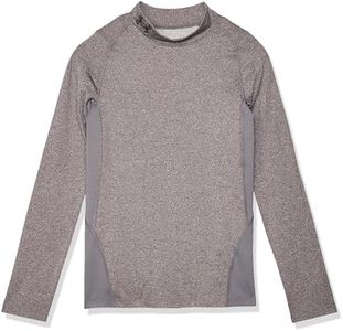 Under Armour Boys' ColdGear Armour Mock Long Sleeve T-Shirt, Charcoal Light Heather (019)/Black, Youth Medium