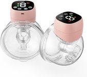 Nonlet Hands Free Breast Pump, Wearable Breastfeeding Pump with 3 Modes 9 Levels, Electric Breast Milk Pump Low Noise & Long Battery Life, Extractor de Leche Materna Electrico 24mm Flange, 2 Pack Pink