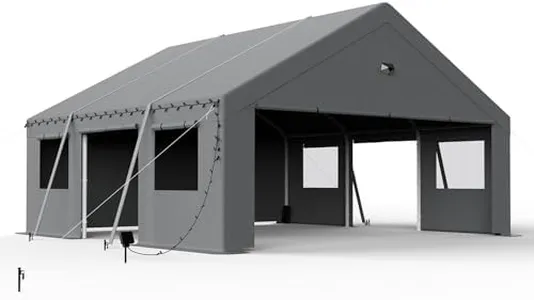 Benass 20x20 Carport Heavy Duty, Portable Garage 20x20 Heavy Duty, 2 Car Carport Canopy with Side Doors & Windows and Removable Sidewalls, Grey