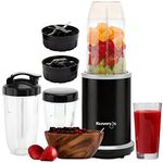 Kuvings Nutri Blender PRO Phantom Black, Powerful 1000 Watts Motor, Mixer/Grinder/Smoothie Maker, Blender for Smoothies and Juices, Stainless Steel Body, 2 Blade Set: Wet & Dry