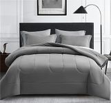 Maple&Stone Twin Comforter Set 5 Pieces Bed in a Bag - Down Alternative Bed Set with Sheets, Pillowcase & Sham, Soft Reversible Duvet Insert for Twin Bed, Dark Grey & Light Grey