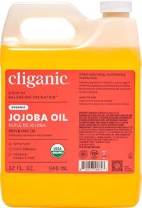 Cliganic Organic Jojoba Oil Bulk 32oz, 100% Pure, Natural Cold Pressed Unrefined Hexane Free Oil for Hair & Face