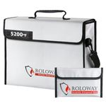 ROLOWAY Fireproof Document Bag 5200°F Heat Insulated (15 x 12 x 5 inches), Fireproof Bag with Fireproof Money Bag for Cash Safe, Fireproof Document Box, Fireproof Safe Bag for Document Safe