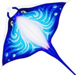 Mint's Colorful Life Devil Fish Kite for Kids Adults，Easy to Fly Delta Kite Single Line Large, Kite Handle Include (Blue)