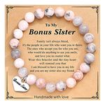 Bonus Sister Gifts for Women Pink Natural Stone Beaded Bracelet Wedding Day Gifts for Sister In Law Bonus Sister Bracelets for Unbiological Sister Birthday Graduation Presents from Sisters Friends