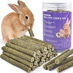 ERKOON 38 Pcs Timothy Grass Chew Sticks, Bunny Chew Toys for Teeth, Natural Timothy Hay Sticks Chinchilla Chew Toy for Rabbits, Guinea Pigs, Gerbil, Hamster