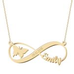 UMAGICBOX Personalised Infinity Necklace with Name Emgraved Compass Beautiful Crescent Moon Cross Anchor Feet Footprint Dog Paw Constellation Gift Ideas for New Mom Women Girl Friendship Daughter