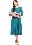 DUMMY SHAPE Feeding Kurtis for Women | Viscose Rayon Nursing Kurta with Concealed Zippers for Pre & Post Partum | Maternity Dresses for Women | Pregnancy Gifts (DS-MAT-P053-XL, Teal)