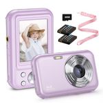 Digital Camera, FHD 1080P Kids Camera 44MP Point and Shoot Camera 16X Zoom Compact Small Camera for Kids with 32G Card & 2 Batteries Portable Camera Gift for Girls Boys Students Teens (Purple)