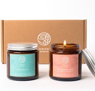 Natural Soy Candle Gift Sets Made in Australia – 2 Pack 100g Scented Aromatherapy Candle Amber Jar with Lid – Hand Poured on The Sunshine Coast (Champagne Rosé & Exotic Fruits, Mint Mojito)