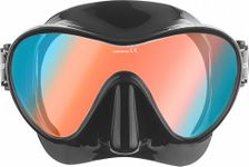 Cressi F1 Frameless Diving Mask - Anti-Fog Tempered Glass Snorkel Mask - Silicone Skirt for Secure Scuba Fit - Adjustable Buckles for Diving & Snorkelling - Black Ultravision Blue Lens - One Size