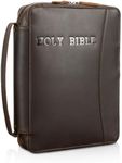 Polare Full Grain Leather Holy Bible Cover Church Bag 11x8.25x2.25 inch Bible Carrying Book Case Protective Organizer Holder, Gifts for Christian Religious