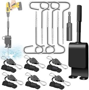 10 Pcs Ice Anchor Tool Kit, Universal Ice Fishing Anchor Tool with Ice Anchor Drill Adapter, 4Pcs Ice Fishing Tent Stakes,4Pcs Rope Hanger, 1/4" Adapter Head for Setting Up Ice Fishing Shelter Tent