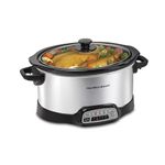 Hamilton Beach Programmable Slow Cooker, 6 Quart Capacity, Silver, 33463