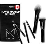 Moezzo 6PCS Travel Makeup Brushes Set - Luxury Mini Makeup Travel Kit, Portable Brushes Make Up w/Makeup Brush Travel Case, Cruelty-Free Day-to-Day Make Up Brushes Set