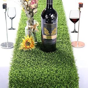 Kesfey Easter Grass Table Runner 12 x 108 Inch Artificial Grass Carpet Rug Green Synthetic Table Runners Thickly Fake Grass Table Runner for Family Buffet Table Decoration Golf Party Decorations