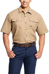 ARIAT Men's Rebar Short Sleeve Made Tough Work Shirt, khaki, XXL R