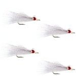 The Fly Fishing Place Clousers Deep Minnow - Streamer Fly Fishing Flies - 4 Saltwater and Bass Flies - All White - Hook Size 1/0