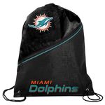 FOCO - NFL High End Diagonal Zippered Drawstring Backpack Gym Bag, Miami Dolphins, 18.75" x 14", Backpack