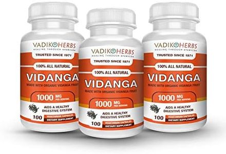 Certified Organic Vadik Herbs Vidanga (Embelia Ribes) Powder 3 Bottles Capsules | Excellent for Skin Conditions, Intestinal Cleanser