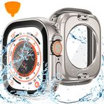 [2-in-1] Goton for Apple Watch Ultra 2 / Ultra Screen Protector Case 49mm, 360 Waterproof Hard PC Protective Glass Face Cover Bumper + Back Frame for iWatch Ultra Accessories 49 mm, Titanium