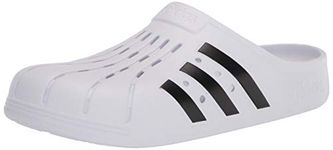 adidas unisex adult Adilette Clog Slide Sandal, White/Black/White, 10 Women Men US