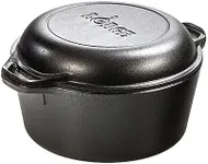 Lodge Pre-Seasoned Cast Iron Double Dutch Oven With Loop Handles, 5 qt