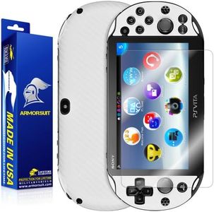 ArmorSuit MilitaryShield White Carbon Fiber Skin Wrap Film + HD Clear Screen Protector for PlayStation Vita Slim (2014) - Anti-Bubble Film