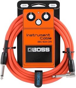 BOSS Gamme BIC-10A Câbles d'instrument | Connecteurs jack 1/4 de pouce droit vers coudé | Longueur 3 m | Câbles de haute qualité pour guitare, basse et autres | Silencieux et robustes | Orange
