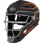 Rawlings | VELO 2.0 Catcher's Helmet | Baseball | Senior (7 1/8" - 7 1/2") | Black/Orange