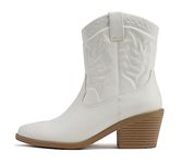 Soda Picotee Women Western Cowboy Cowgirl Stitched Ankle Boots (11, White PU)