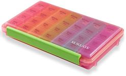 Sukuos Weekly Pill Organizer 7 Day 4 Times a Day, Moisture-Resistant Large Daily Pill Box Medicine Cases for Vitamin/Fish Oil/Supplements (Pink)