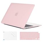 EooCoo Case Compatible with MacBook Air 13 inch M3 M2 2024 2023 2022 A3113 A2681, Plastic Hard Case & TPU Keyboard Skin & Screen Protector for Laptop Air 13.6 inch - Pink